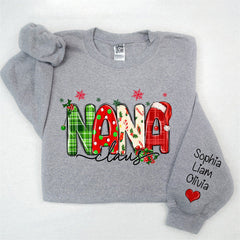 Aperturee - Plaid Nana And Kids Claus Custom Christmas Sweatshirt