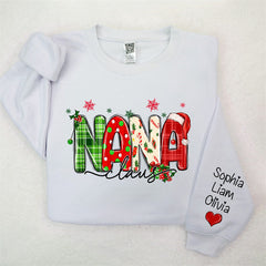 Aperturee - Plaid Nana And Kids Claus Custom Christmas Sweatshirt