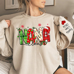 Aperturee - Plaid Nana And Kids Claus Custom Christmas Sweatshirt