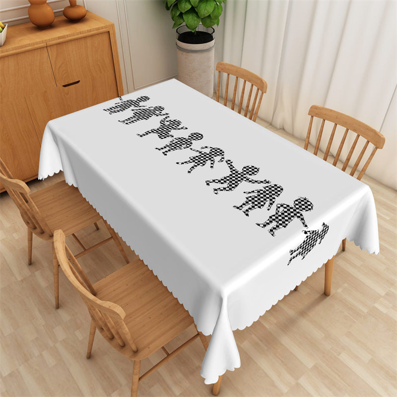 Aperturee - Playing Lattice Children White Rectangle Tablecloth