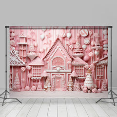 Aperturee - Posh Pink Candy House Sweetmeats Christmas Backdrop