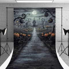 Aperturee - Pumpkin Haunted House Halloween Portrait Backdrop