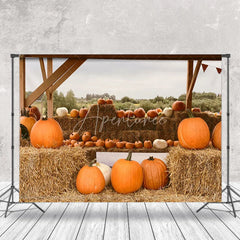 Aperturee - Pumpkin Haystack Outdoor Harvest Autumn Backdrop