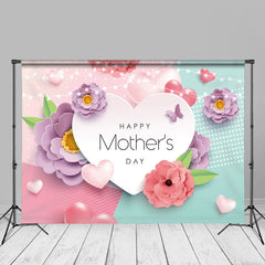 Aperturee - Purple 3D Succulents Heart Pink Mothers Day Backdrop