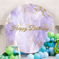 Aperturee - Purple And Gold Abtract Round Birthday Backdrop