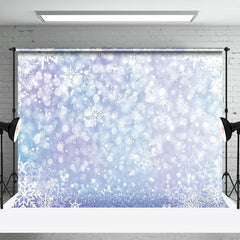 Aperturee - Purple Blue Snowflake Glitter Bokeh Winter Backdrop