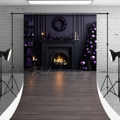 Aperturee - Purple Fireplace Christmas Photography Backdrop