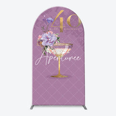 Aperturee - Purple Floral Goblet Arch 40th Birthday Backdrop