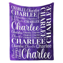 Aperturee - Purple Gradation White Text Custom Name Blanket