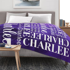 Aperturee - Purple Gradation White Text Custom Name Blanket