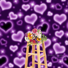 Aperturee - Purple Heart Valentines Day Portrait Studio Backdrop