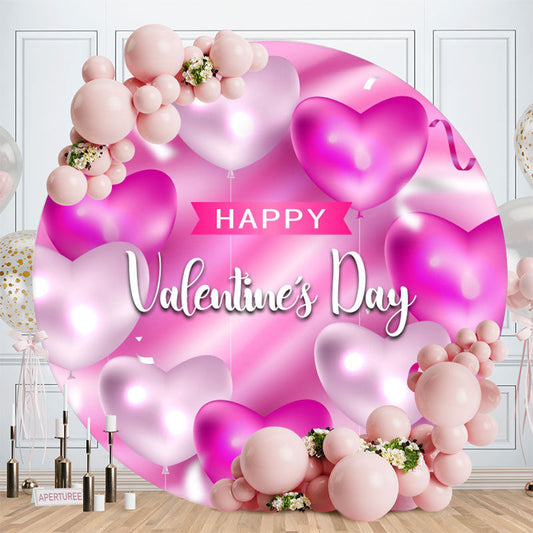 Aperturee - Purple Love Ballons Round Valentines Day Backdrop