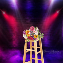 Aperturee - Purple Red Fog Neon Light Brick Wall Stage Backdrop