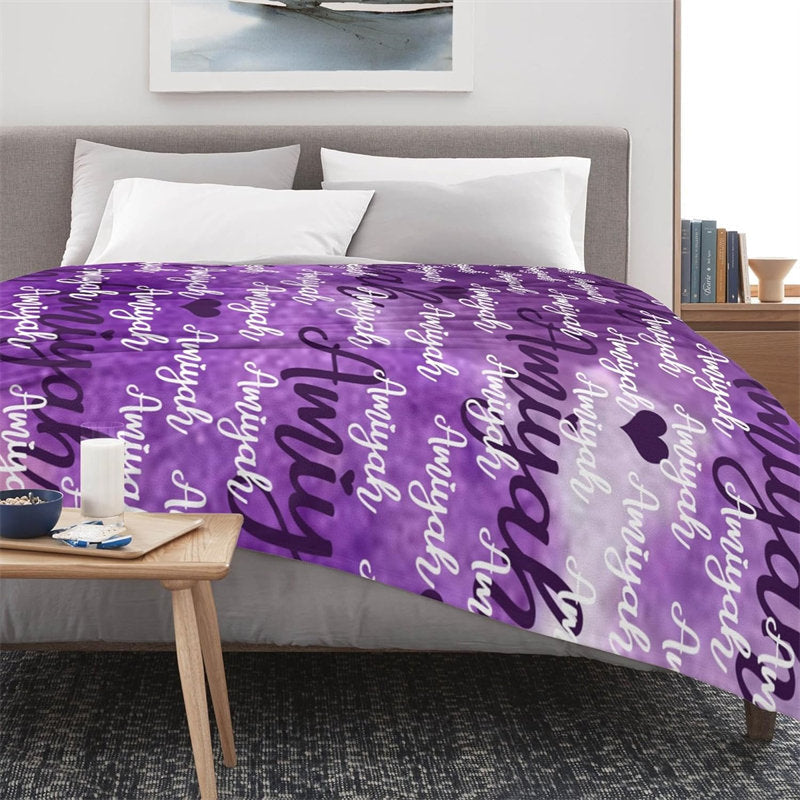 Aperturee - Purple Render Gradation Personalized Name Blanket