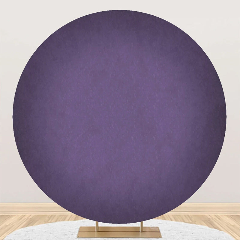 Aperturee - Purple Solid Color Texture Round Birthday Backdrop