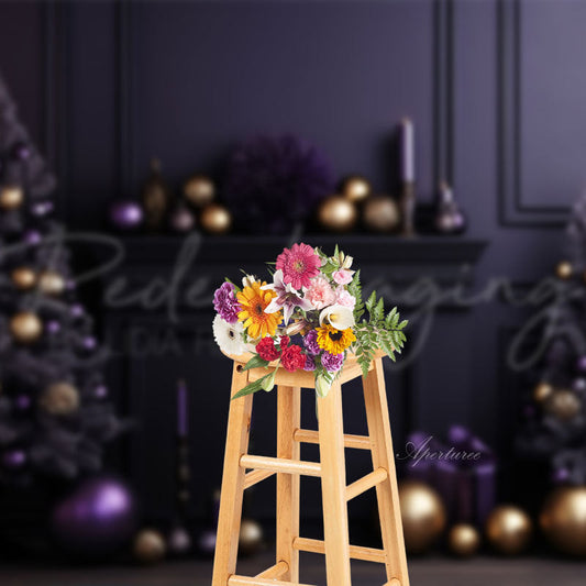 Aperturee - Purple Wall Christmas Tree Backdrop For Portrait