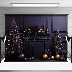 Aperturee - Purple Wall Christmas Tree Backdrop For Portrait