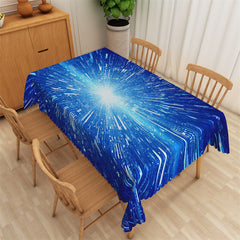 Aperturee - Radiating Light Spots Blue Rectangle Tablecloth
