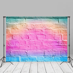 Aperturee - Rainbow Candy Pastel Brick Wall Portrait Backdrop