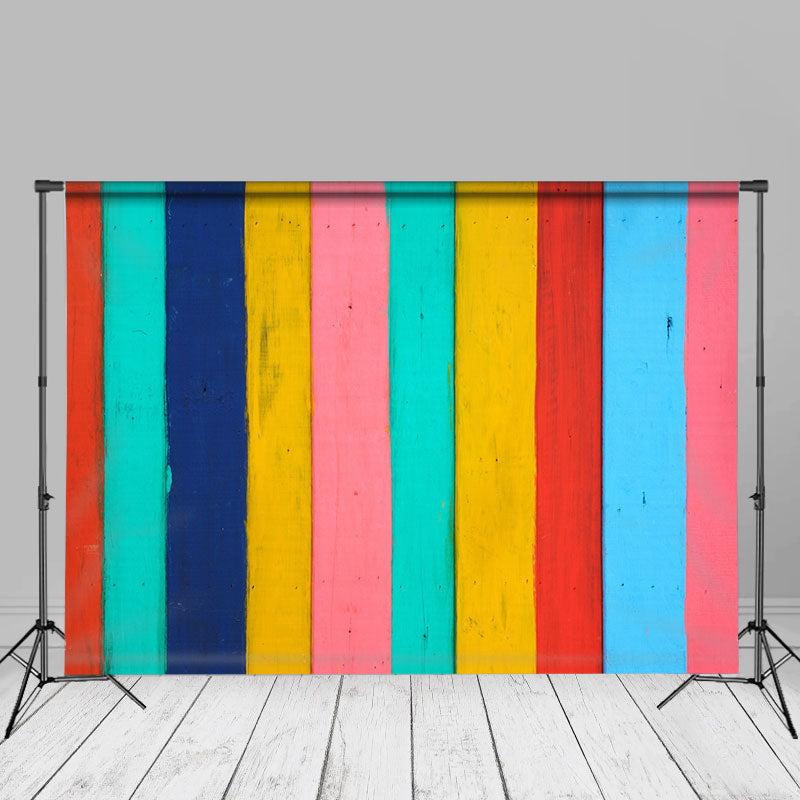 Rainbow Color Wood Wall Backdrop For Photography - Aperturee