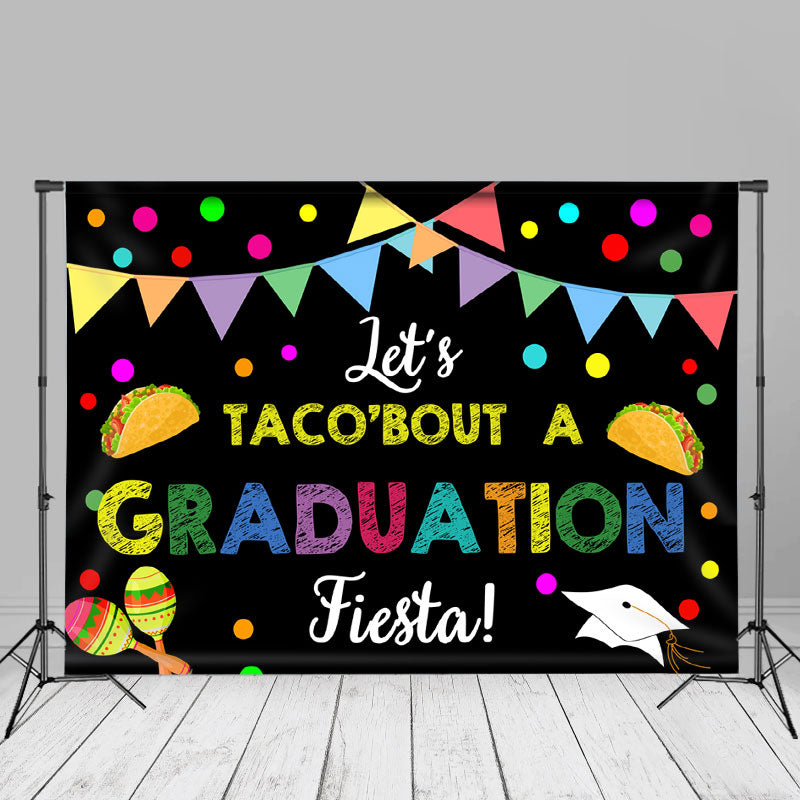 Aperturee - Rainbow Dots Lets Taco Bout Grad Fiesta Photo Backdrop