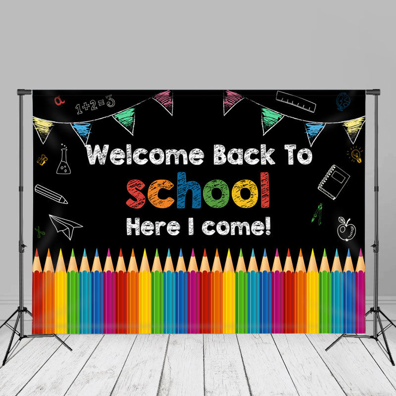 Aperturee - Rainbow Pencils Welcome Back To School Backdrop