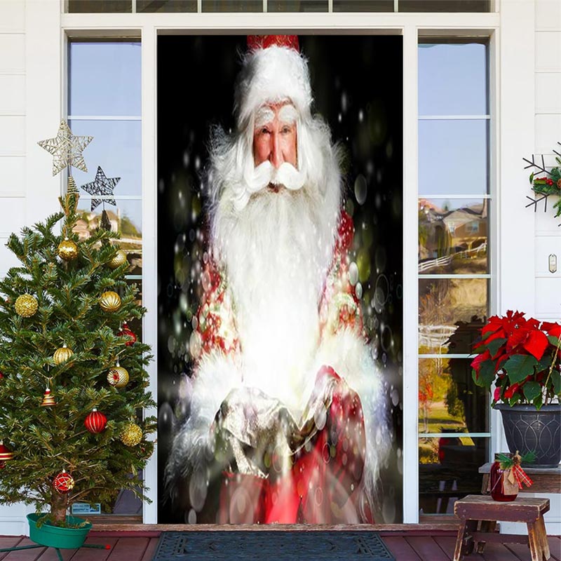Aperturee - Real Santa Claus Bokeh Door Cover For Christmas