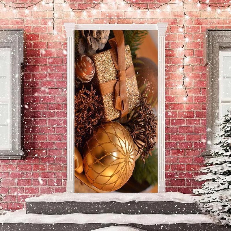 Aperturee - Real Scene Christmas Balls And Present Door Cover