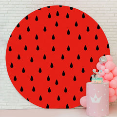 Aperturee - Red And Black Round Watermelon Birthday Backdrop