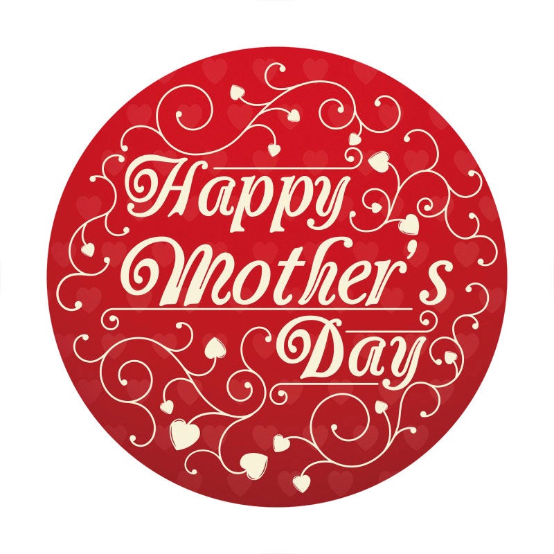 Aperturee - Red And Gold Round Love Happy Mothers Day Backdrop