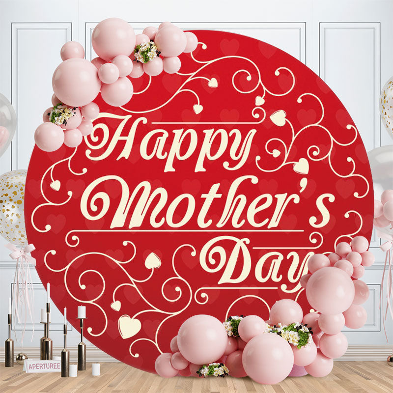 Aperturee - Red And Gold Round Love Happy Mothers Day Backdrop