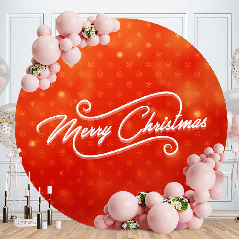 Aperturee - Red And Gold Round Merry Christmas Backdrops