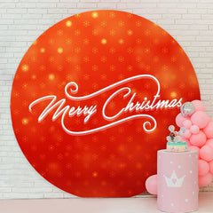 Aperturee - Red And Gold Round Merry Christmas Backdrops