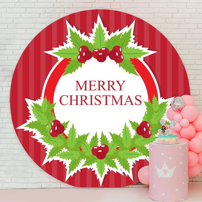 Aperturee - Red And Green Round White Christams Backdrop
