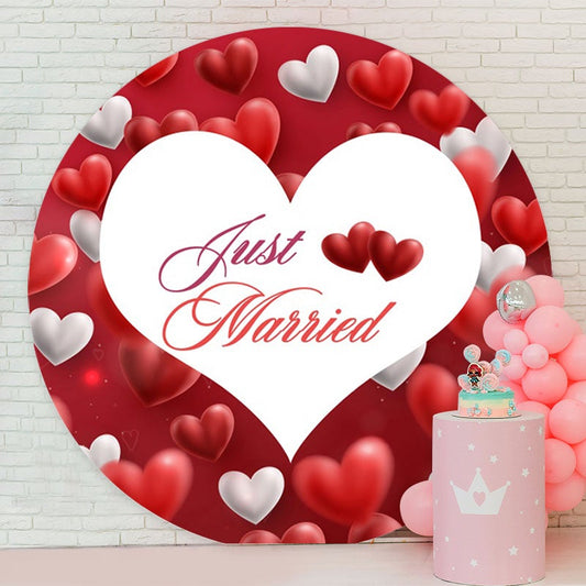 Aperturee - Red And Sliver Round Happy Valentines Backdrop