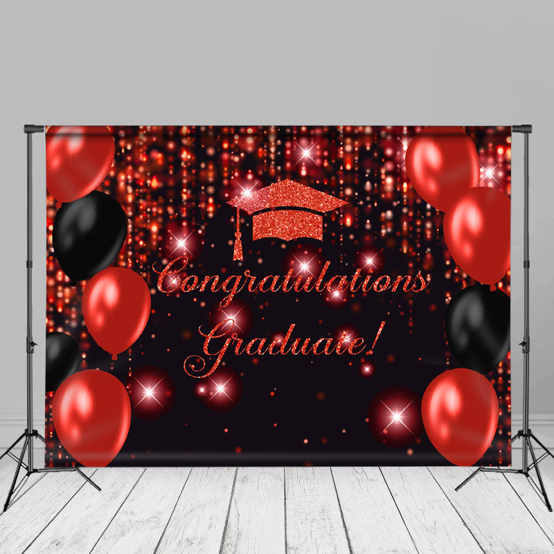 Aperturee - Red Balloon Sparkling Bokeh Grad Photo Booth Backdrop