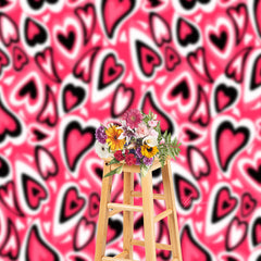 Aperturee - Red Black Hearts Shaped Valentines Day Backdrop