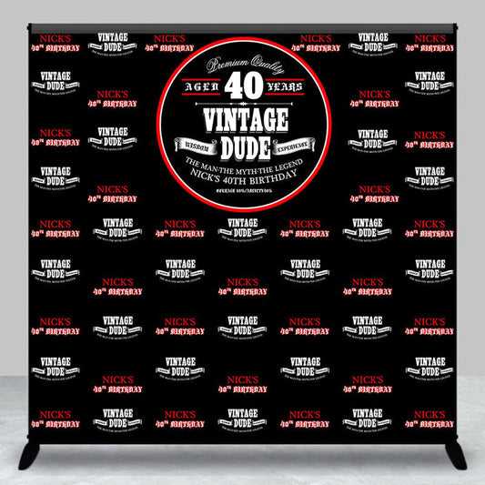 Aperturee - Red Black Step And Repeat Custom 40th Birthday Backdrop