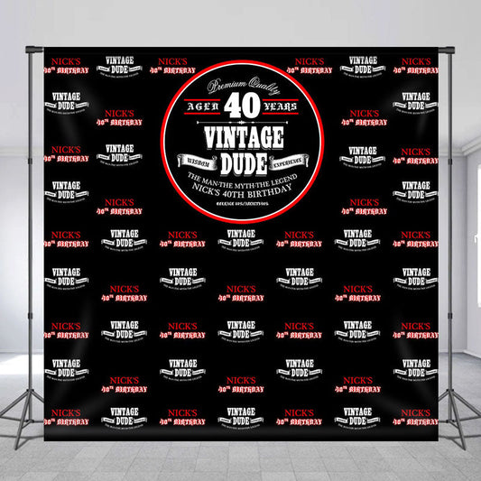 Aperturee - Red Black Step And Repeat Custom 40th Birthday Backdrop