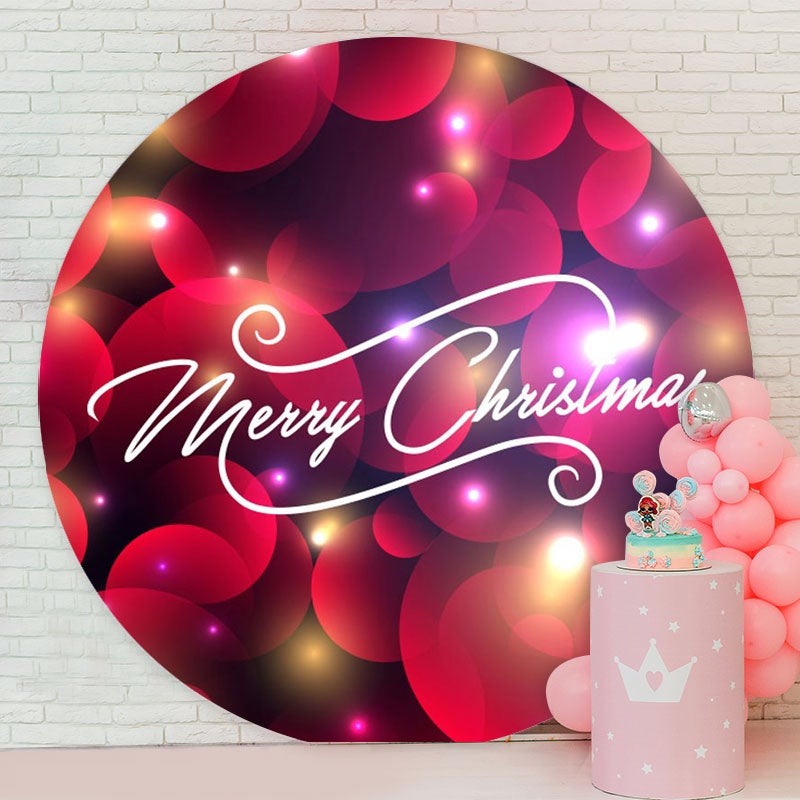 Aperturee - Red Bokeh Light Round Merry Christmas Backdrop