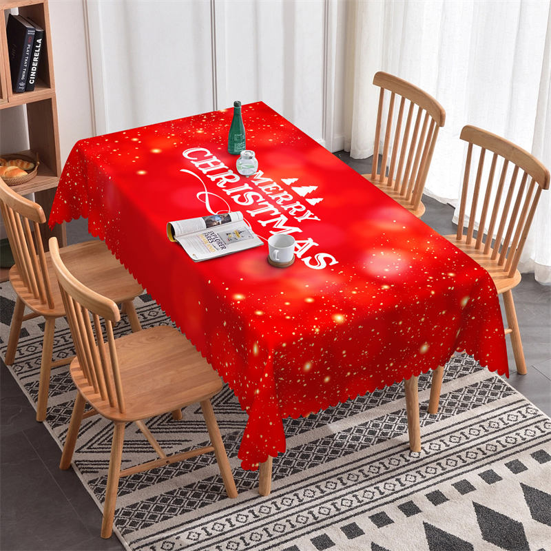 Aperturee - Red Bokeh Merry Christmas Party Pattern Tablecloth