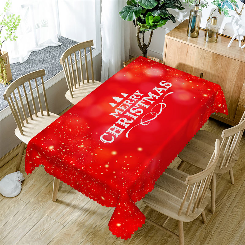 Aperturee - Red Bokeh Merry Christmas Party Pattern Tablecloth