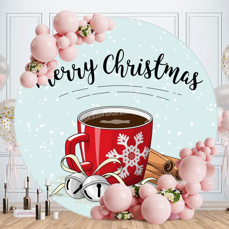 Aperturee - Red Cup Round Blue Merry Christmas Backdrop