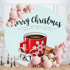 Aperturee - Red Cup Round Blue Merry Christmas Backdrop
