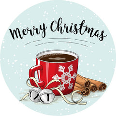 Aperturee - Red Cup Round Blue Merry Christmas Backdrop