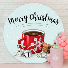 Aperturee - Red Cup Round Blue Merry Christmas Backdrop