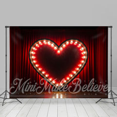 Aperturee - Red Curtain Heart Light Valentines Day Backdrop