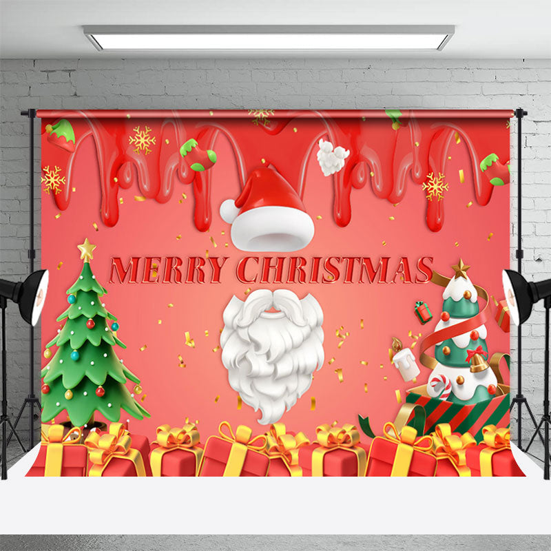 Aperturee - Red Dessert Gift Tree Santa Merry Christmas Backdrop