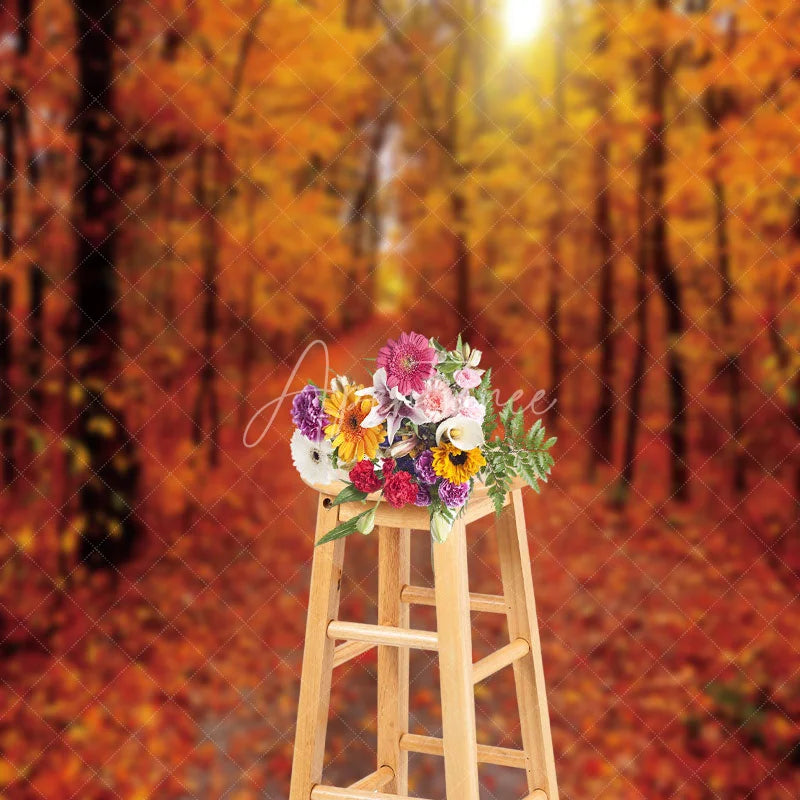 Aperturee - Red Fallen Leaves Autumn Photography Backdrop