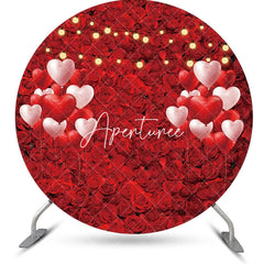 Aperturee - Red Floral Heart Balloon Round Wedding Backdrop